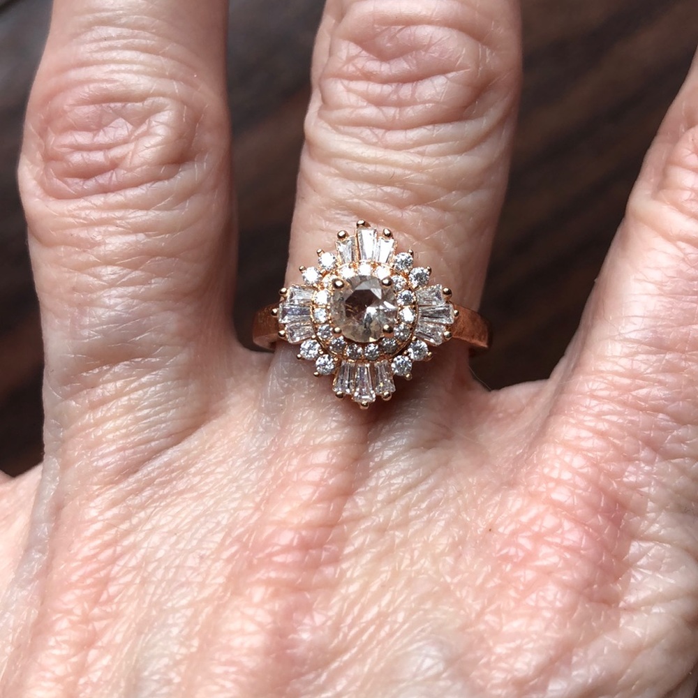 ROSE GOLD OVER SS RING, 7 - Picture 1 of 7